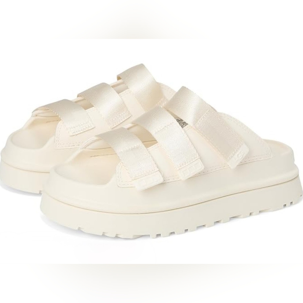 UGG Women's Cream Triple-Strap Platform Slides